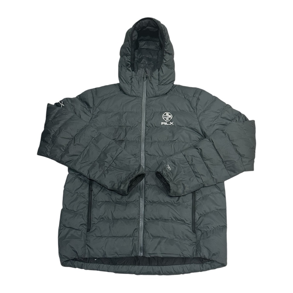 RLX Ralph Lauren Lightweight Puffer Down Jacket Gray Nylon Sz Medium Golf Coat